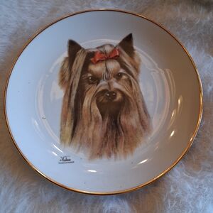 Decorative Dog Plate with Gold Rim